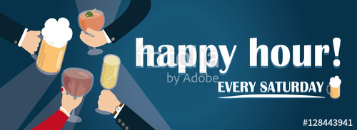 Happy hour vector banner Happy hour vector banner