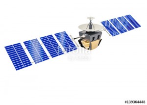 artificial satellite concept 3D rendering isolated on white