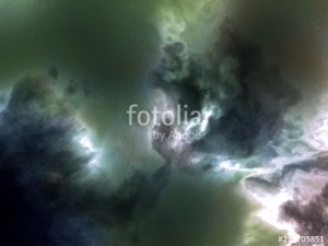 green nebula space stars sky CG illustration background